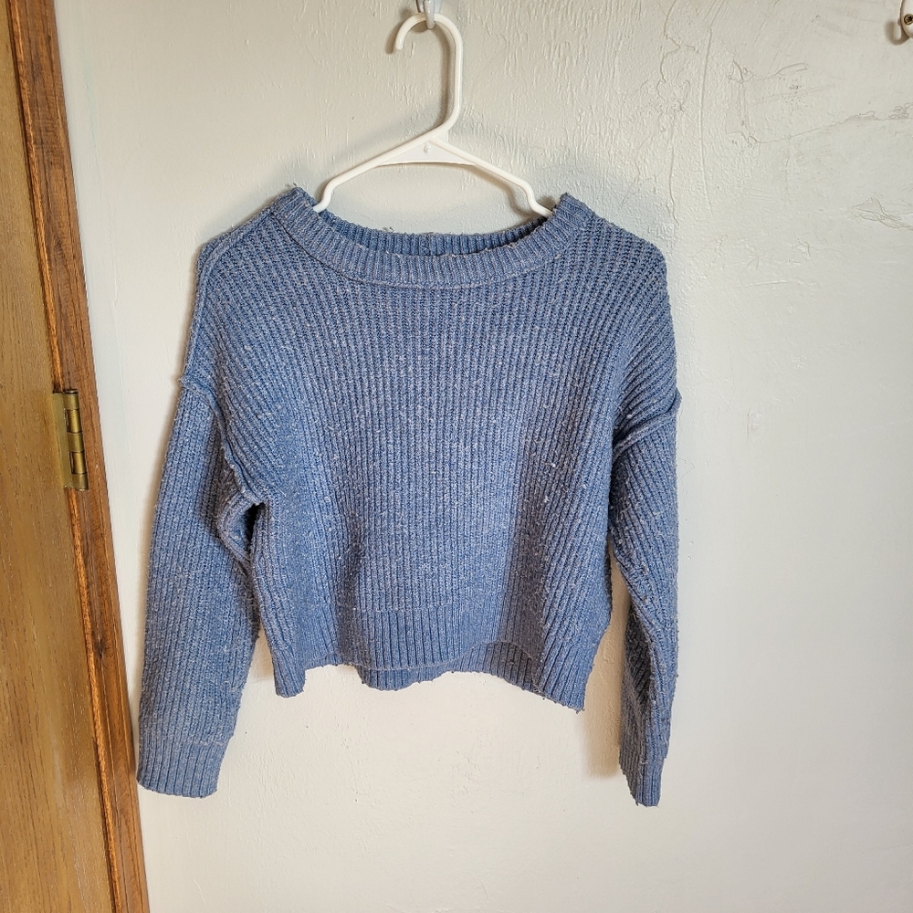 AE cropped blue knit sweater